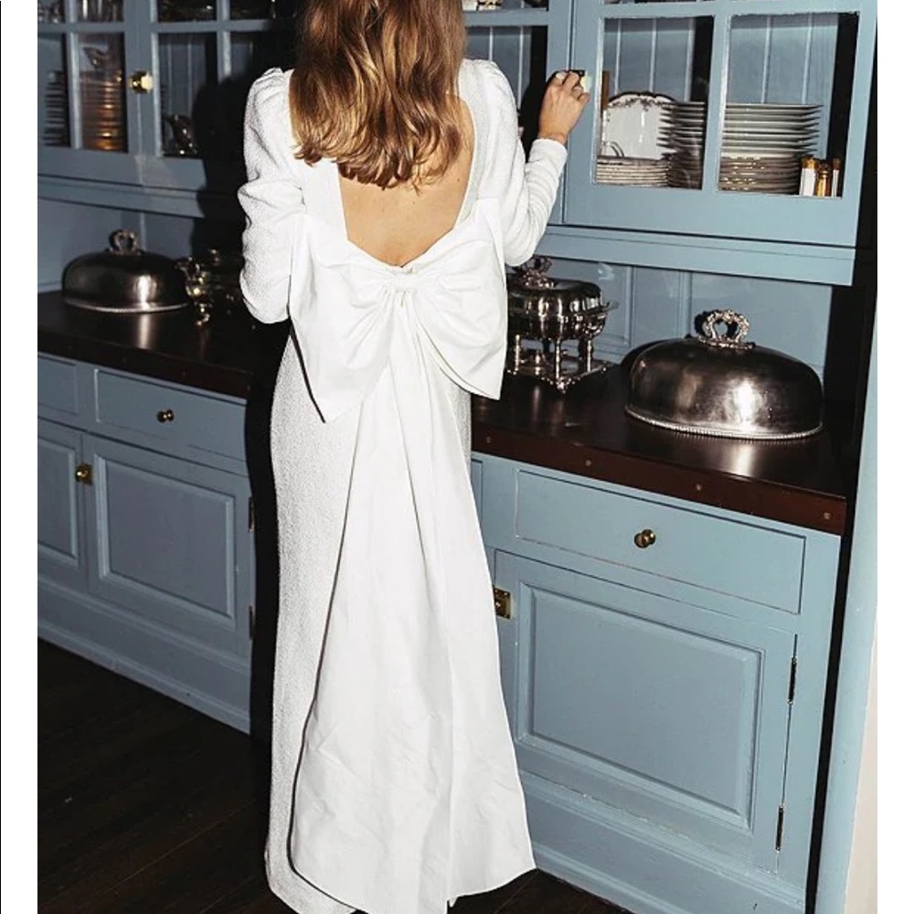 Antonio Melani x Born on Fifth Grace Long Sleeve Bow Detail Dress in white